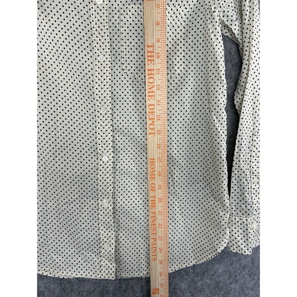 J Crew Top Women's 00 Button Up Boy Shirt Polka Dot Long Sleeve Blouse - Picture 5 of 10